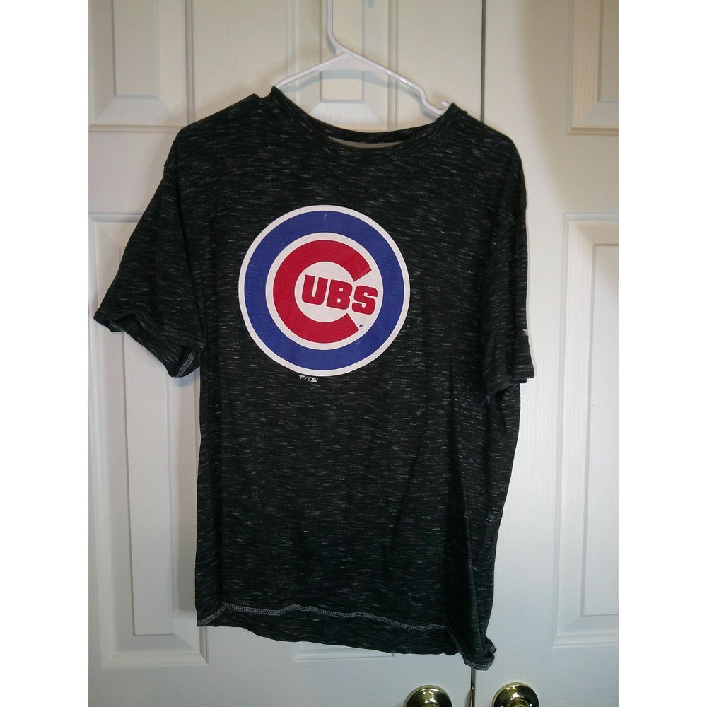 Fanatics Chicago Cubs MLB Baseball T-Shirt Space Dye Heathered Gray LTG/G